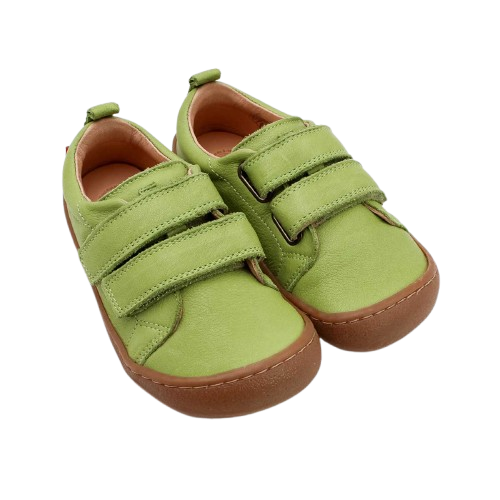 Sneakers barefoot din piele verde deschis pentru copii – talpă flexibilă și design ergonomic